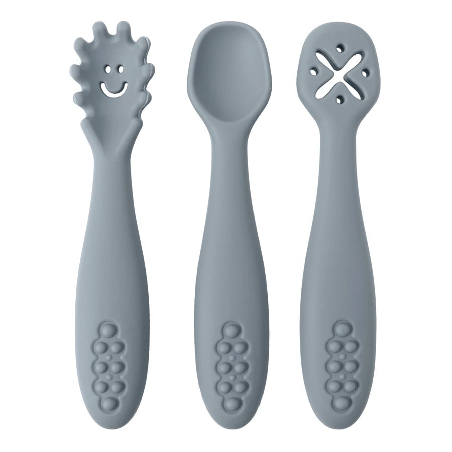 3PCS Silicone Spoon Fork For Baby Utensils Set Feeding Food Toddler Learn To Eat Training Soft Fork Cutlery Children's Tableware