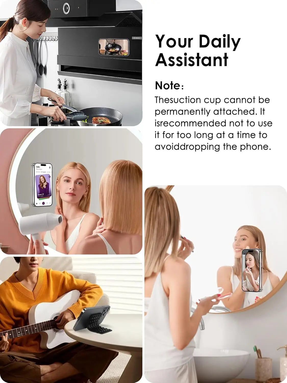 Heart Shape Double Sided Phone Suction Holder, Multi-Purpose Silicone Suction Cup Phone Mount Phone Case Sticky Phone Grip