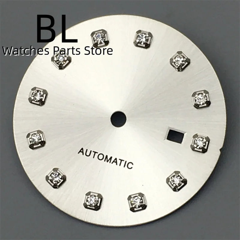 BLIGER 24.5mm Watch Dial Hand Set Sunburst Gray Rose White Mother Pearl Dial Roman Diamond Index Fit NH05 Movement Women Watches