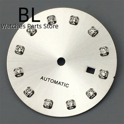 BLIGER 24.5mm Watch Dial Hand Set Sunburst Gray Rose White Mother Pearl Dial Roman Diamond Index Fit NH05 Movement Women Watches