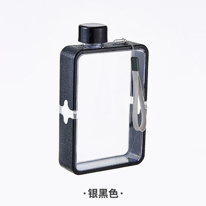 Plastic Flat Bottle for Water Portable Fit in Handbag Free BPA Easy Carry Transparent Bottle DIY Flask Easy to Carry Free Ship
