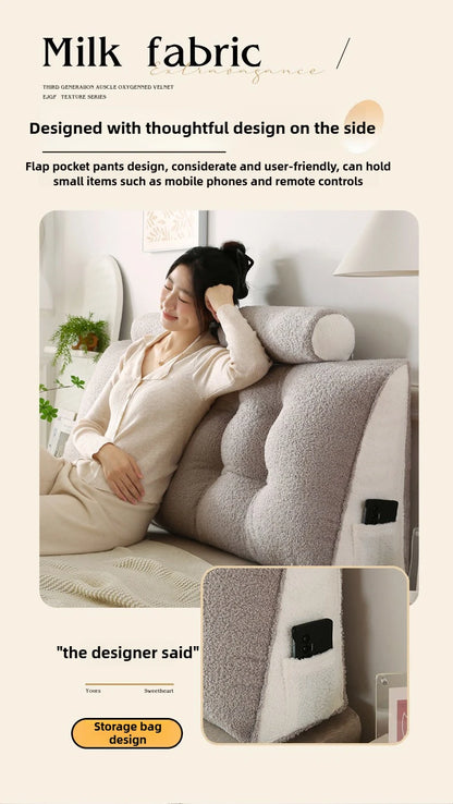 Headboard Pillow Lambswool Triangle Cushion Backrest Pain Relief Sofa Waist Cushion Wedge Sleeping Pillows for Bed Decorative 이불