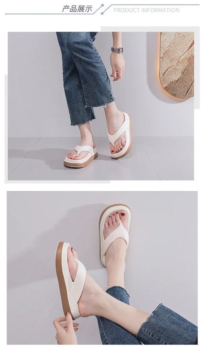 Woman flip flops Popular Design Shoes 2024 trend Casual Platform Sandals non-slip Outdoor slipper