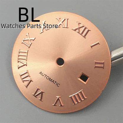 BLIGER 24.5mm Watch Dial Hand Set Sunburst Gray Rose White Mother Pearl Dial Roman Diamond Index Fit NH05 Movement Women Watches