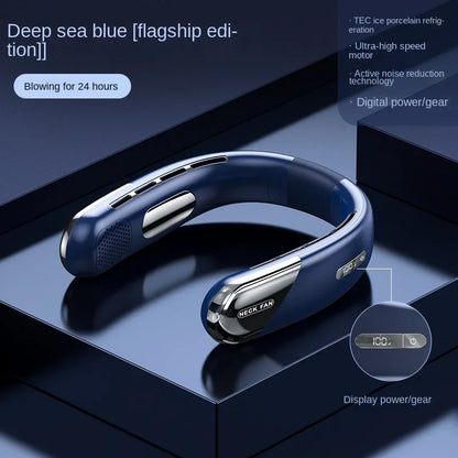 10000mAh Portable Neck Fan Mini Bladeless Silent Neckband Fan USB Rechargeable 3 Speeds Mute Wireless Electric Neck Cooler Fans