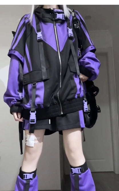 Oversize Jacket Trench Coat Men And Women Autumn Solid Japanese Fashion Vintage Casual High Street Hooded Functional Wind