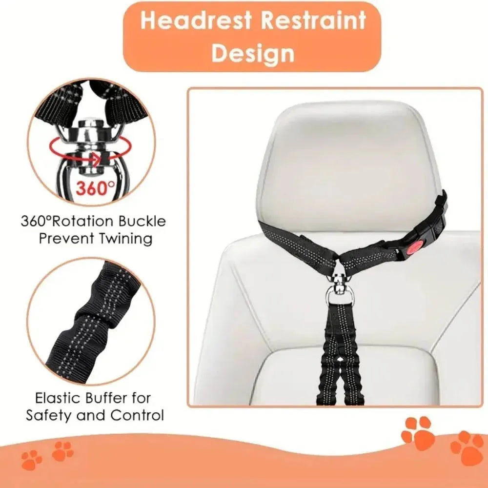 Double-headed Dog Safety Harness Pet Car Headrest Restraint Device Adjustable Tension Split Connection Safety Harness for Travel
