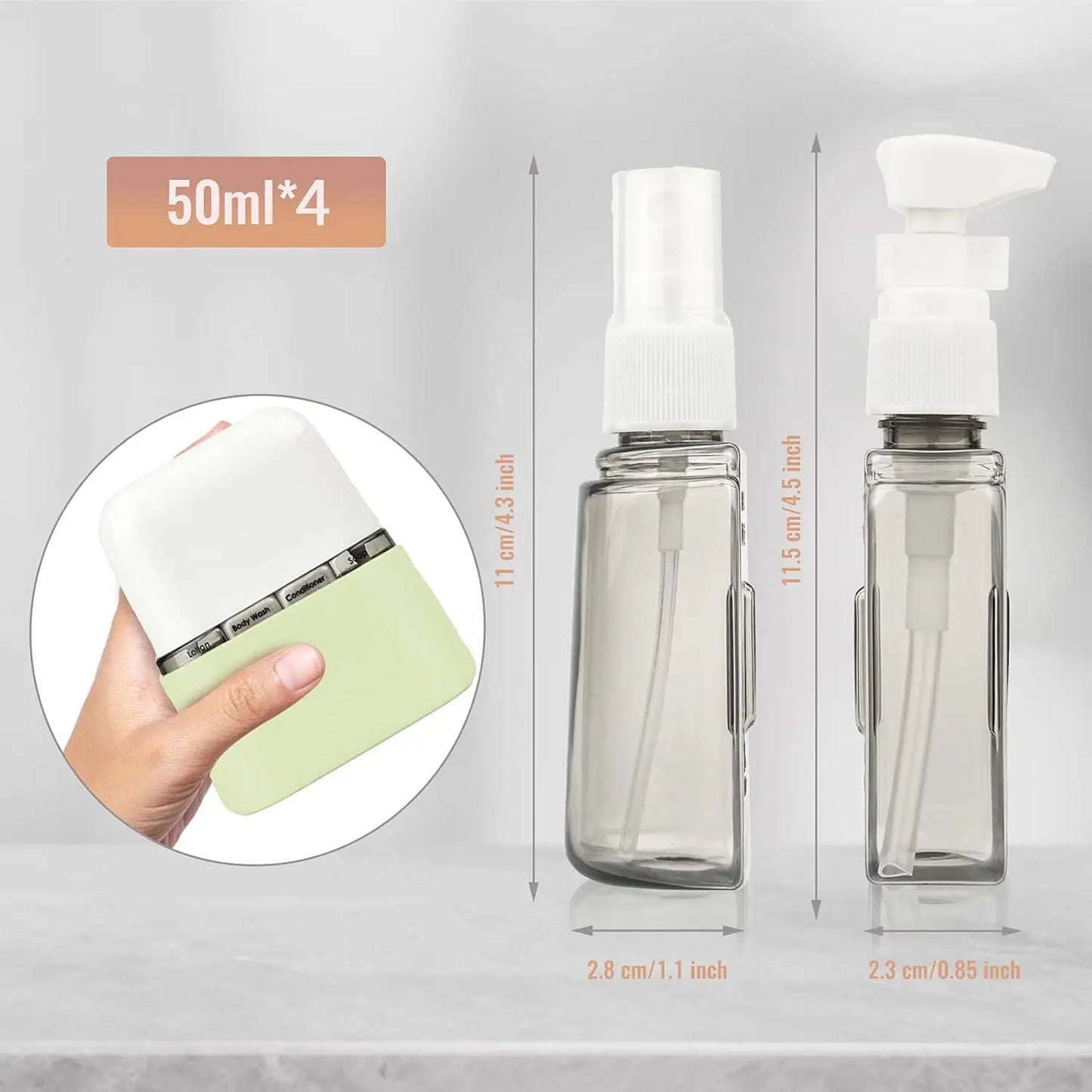 Travel Size Toiletries,4pcs Travel Container,Travel Bottle Leak Proof with Label,TSA Approved Reusable Containers For Toiletries