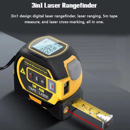 Laser measuring tape, 3-in-1 laser rangefinder 5M measuring tape LCD display backlight rangefinder Building measuring device