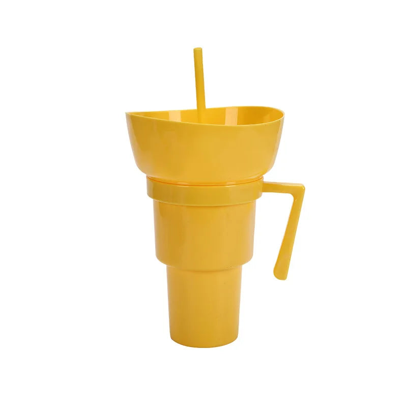 2-in-1 Silicone Beverage Cola Cup With Snack Tray Bowl Straw for Popcorn and Snacks at Cinemas Dropshipping Sourcing Wholesale