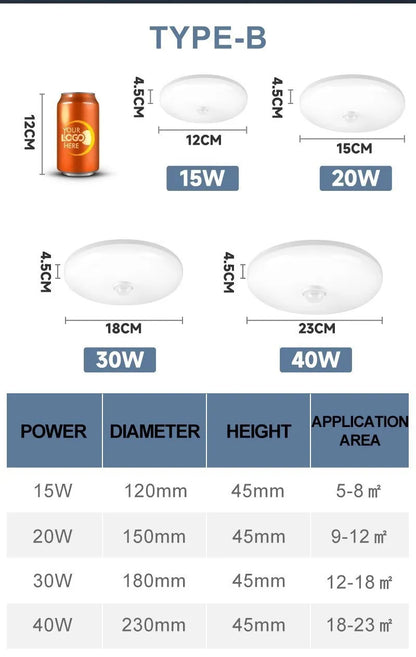 Led Ceiling Lamp With Motion Sensor 40W 30W 20W 18W 15W 12W Led Ceiling Light Fixtures For Entrance Balcony Corridor 110V 220V