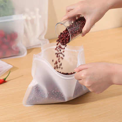 Reusable Food Storage Bag Stand Up Zip Shut Bag Leakproof Containers Fresh Vegetables Fruits Storage Bag Fresh Wrap Ziplock Bag