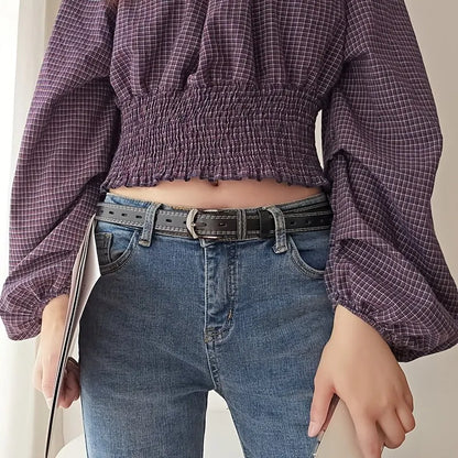 Women's Belt Retro Needle Buckle Men's Belt Casual Trend Belt Soft Belt Hollow Belt Paired with Jeans Belt PU Leather Belt