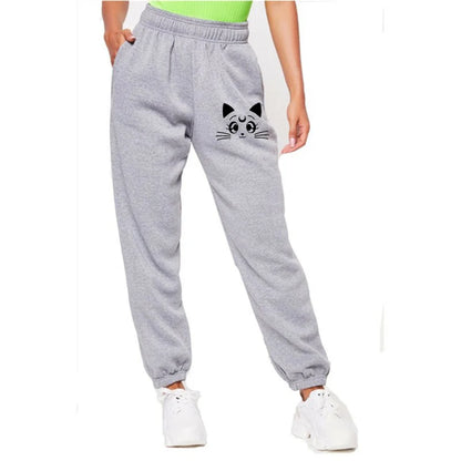 Women's Cat Printed Sweatpants Loose Fit Trousers Joggers Women's Casual Fitness Joggers