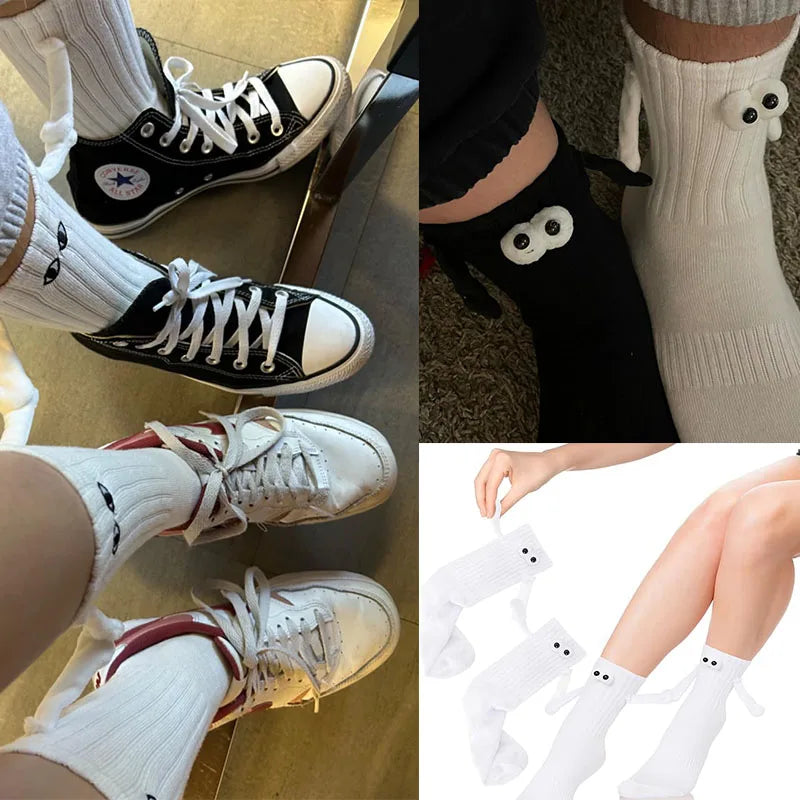 Magnetic Hand Holding Socks Dopamine Colors SocksFunny Men For Women Novelty Friendship Couples Bestie Gift Boyfriend Girlfriend