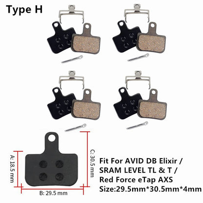 4Pairs Bike MTB Semi-Metallic Disc Brake Pads For Shimano B01S G01S A01S XTR XT SLX Deore Sram Guide Level HRD Red Etap Magura