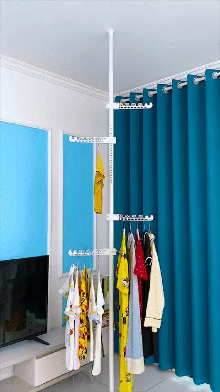 Household Flooring drying rack indoor telescopic pole drying rack Balcony Window Retractable drying rod Fixed Hanging Coat Racks