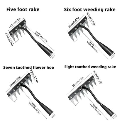 5/6/7/8 Teeth Agricultural Rake Soil Loosening Weeding Tool Manganese Steel Garden Weeding Rake Multi-use Agricultural Straw Hoe