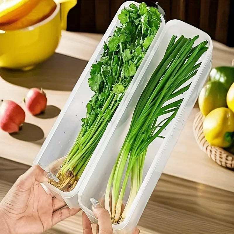 2/4PCS Long Rectangular Food Storage Containers, Plastic Reusable Refrigerator Organizer Boxes Kitchen Accessories