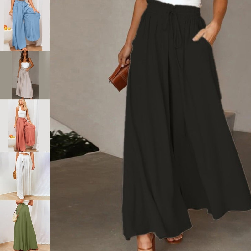 Women's Palazzo Pants Elastic High Waist Flowy Loose Wide Leg Pants Trousers Dropship