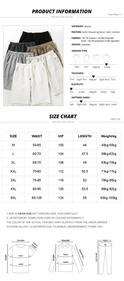 Summer Men Shorts.Drawstring Waist Gym Fitness Sweat Short.Straight Loose Workout Joggers