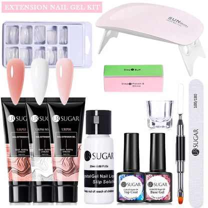 UR SUGAR Acrylic UV Gel Extension Nail Gel Kit Nude Glitter Color Fast Building Gel Nail Polish All For Manicure Nail Art Design