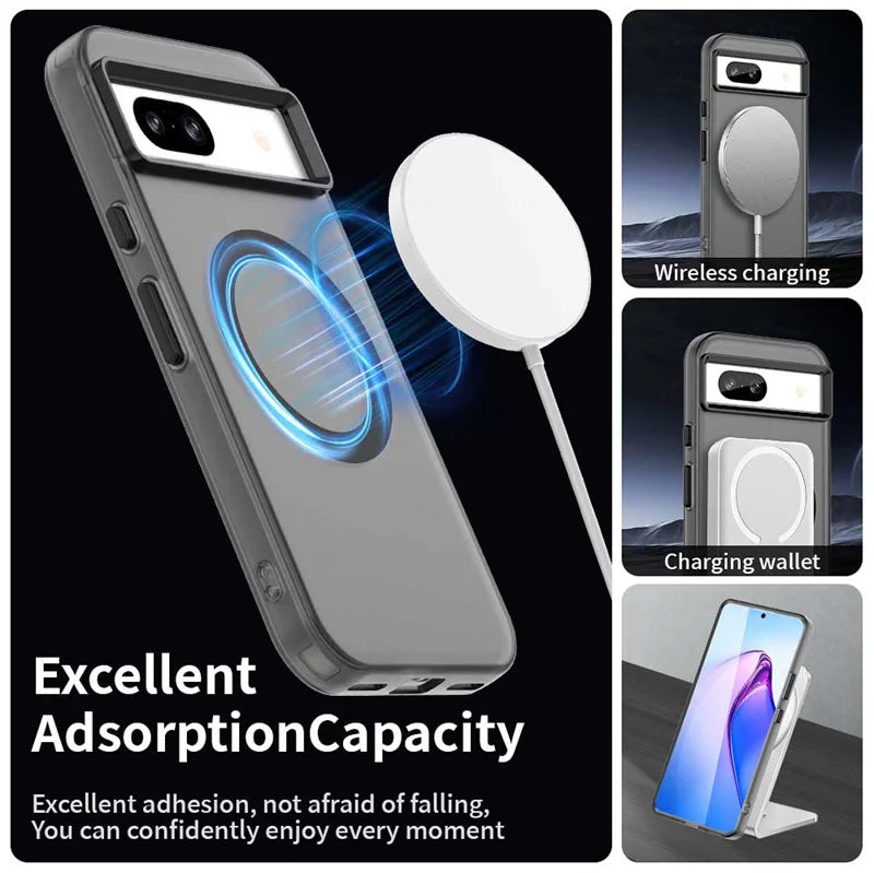 For Google Pixel 8A Case Magsafe Wireless Charging Cover Google Pixel 8A Case Shockproof Matte TPU Phone Bumper Google Pixel 8A