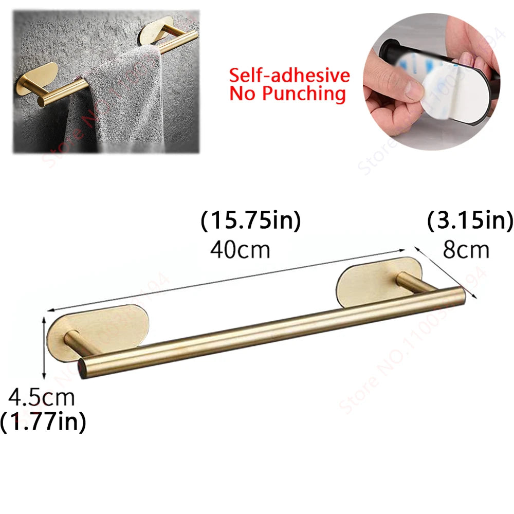 Adhesive Bathroom Hardware Accessories Towel Rack Toilet Paper Dispenser Holder Wall Coat Hooks Towel Rail Ring Roll Hanger Set