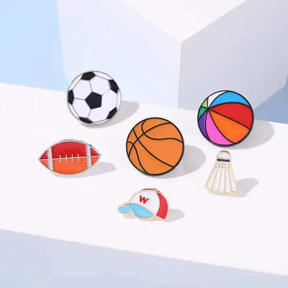 Sports Balls Enamel Pins Boy Students Football Soccer Beach Ball Athletics Brooch Pins Jackets Skirt Badge Jewelry Friends Gifts