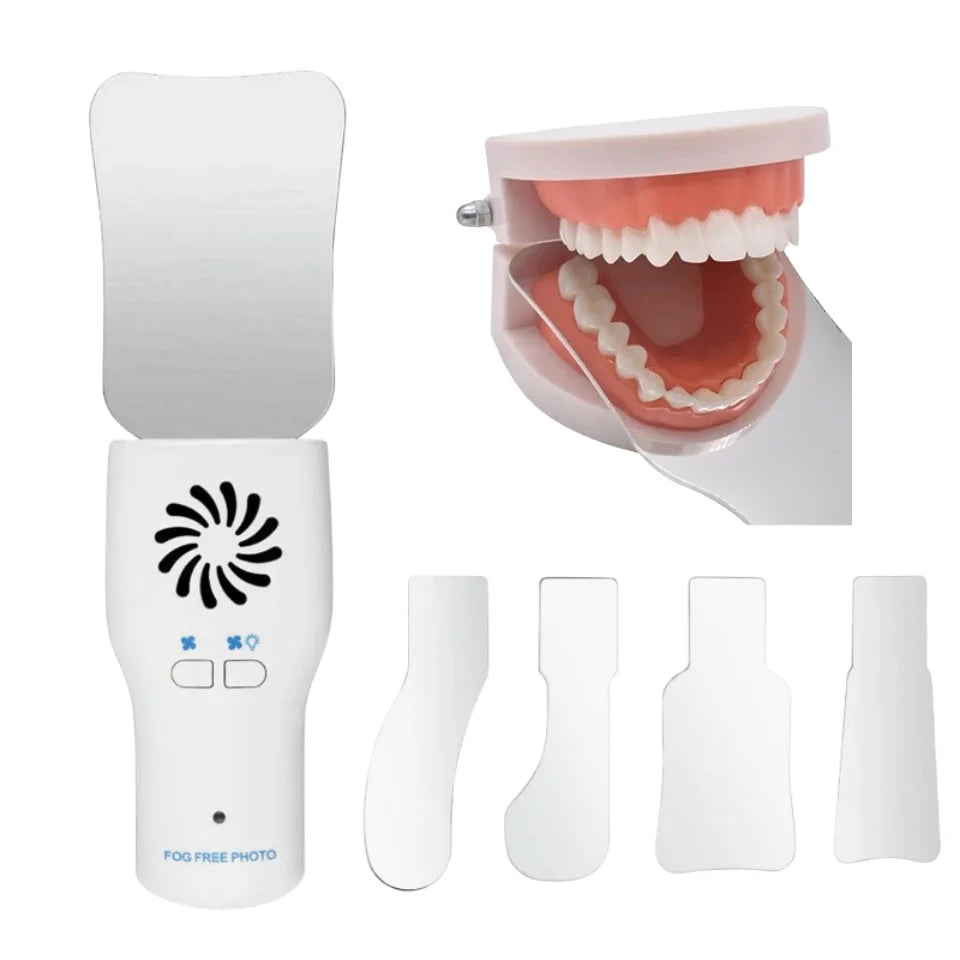 Dental LED Mirror - Anti-Fog Intraoral Reflector with Defogging for Oral Photography & Exams
