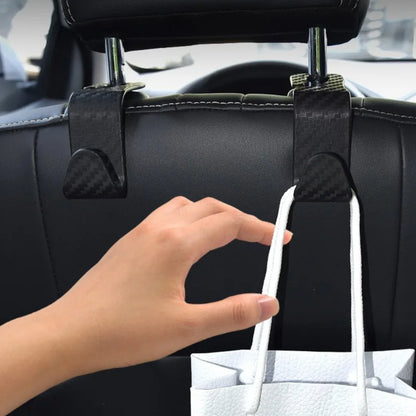 4Pcs Carbon Fibre Hook Car Seat Headrest Hook Auto Back Seat Organizer Hanger Handbag Clothes Bracket Car Interior Accessories