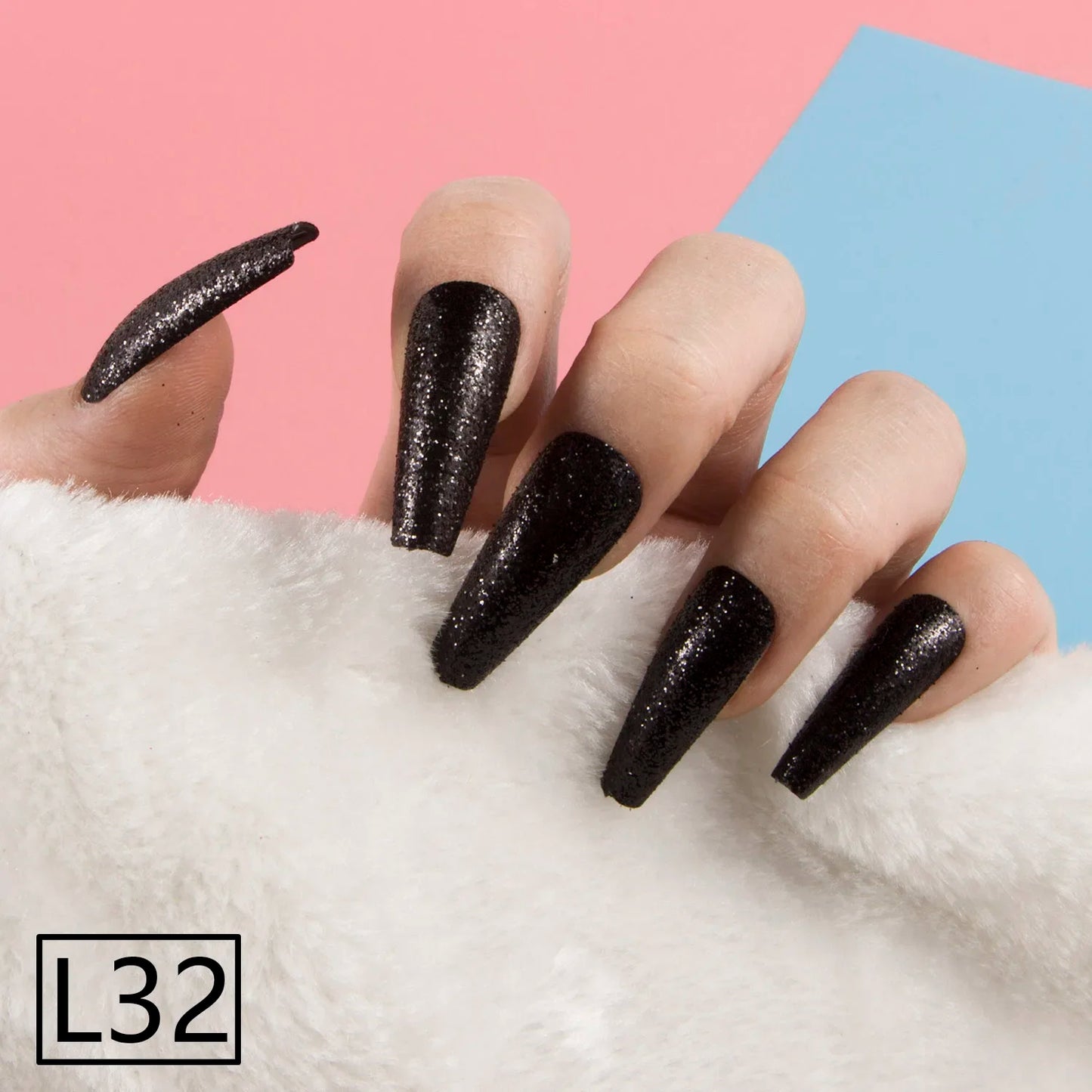 1 Set Glitter False Nail Tips Full Cover Ballerina Fake Nail Tips Press on Nail Tips Coffin