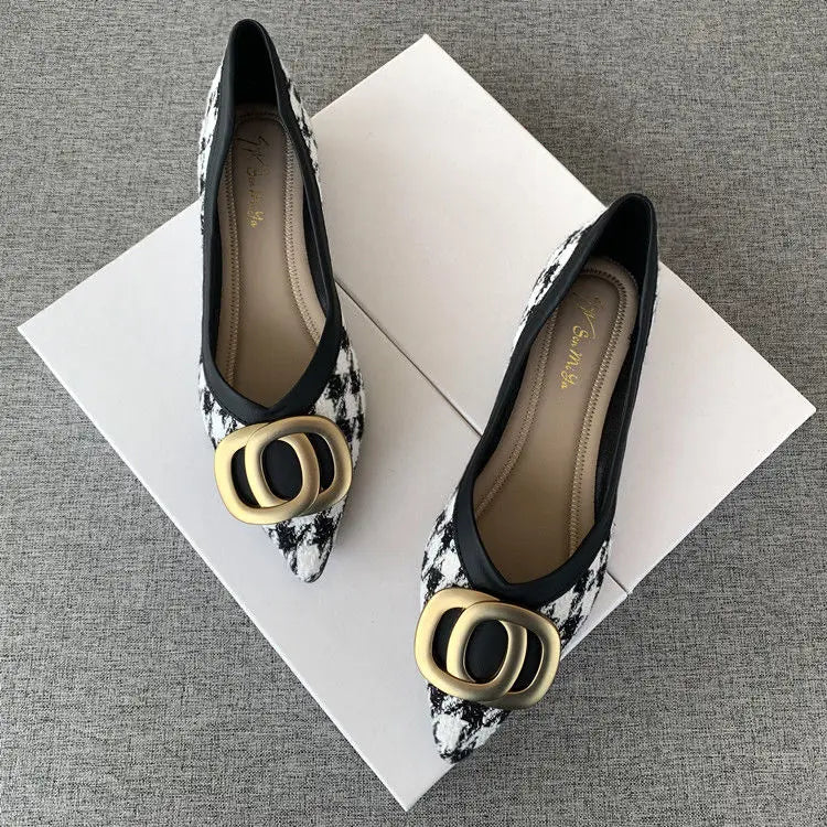 Office Shoes For Women 2024 Ladies Summer Footwear Luxury Leather Casual Formal Pointed Toe Low Heel Elegant Popular Wholesale H