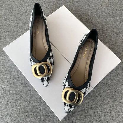 Office Shoes For Women 2024 Ladies Summer Footwear Luxury Leather Casual Formal Pointed Toe Low Heel Elegant Popular Wholesale H