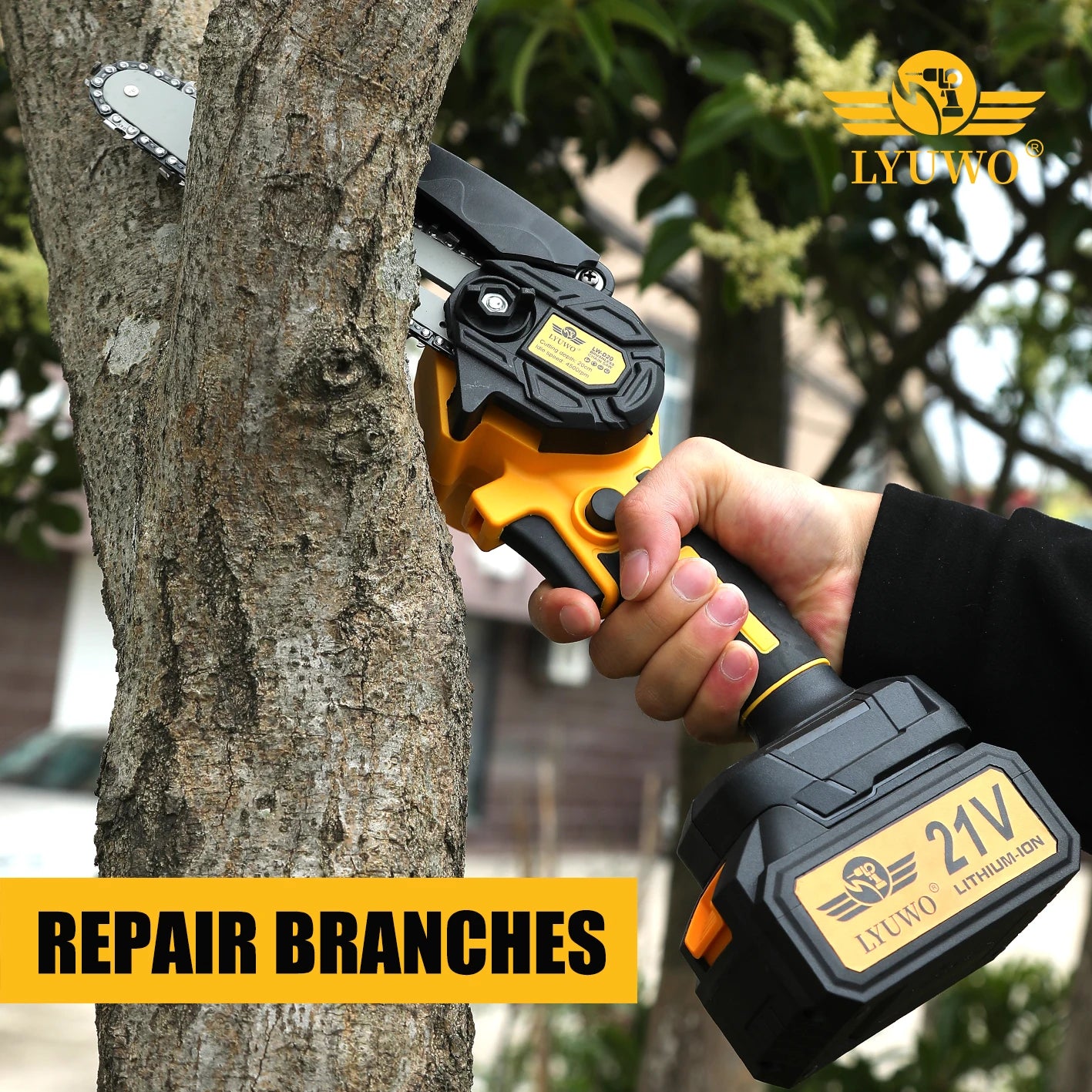 LYUWORechargeable Brushless Household Mini Electric Saw Handheld Saw Wood Cutting Saw Woodworking Saw Outdoor Electric Chain Saw