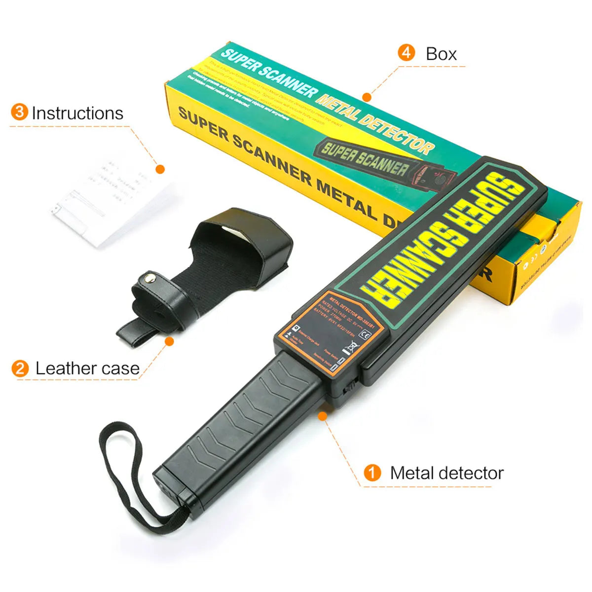 Black Metal Detector Handheld Metal Detection Outdoor Gold Finder Portable Scanner Depth Wall Detector Safe Checking