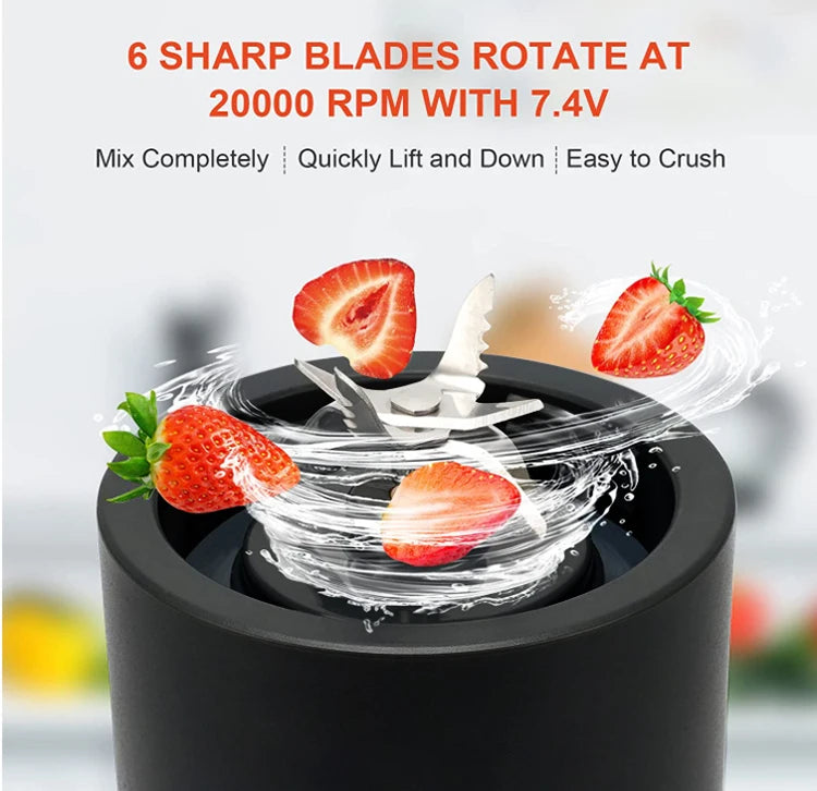 530ML Powerful Portable Blender for Smoothies Shakes USB Rechargeable Food Processor Fruit Mixer Machine Mini Juicer Blender Cup