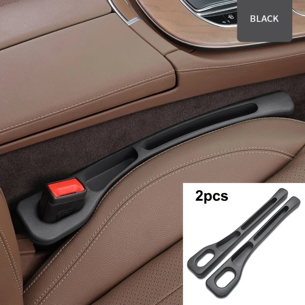 2pc Car Seat Gap Filler Organizer Pu Waterproof Car Seat Gap Plug Strip with 2 Grooves Seat Gap Storage Auto Interior Accessorie