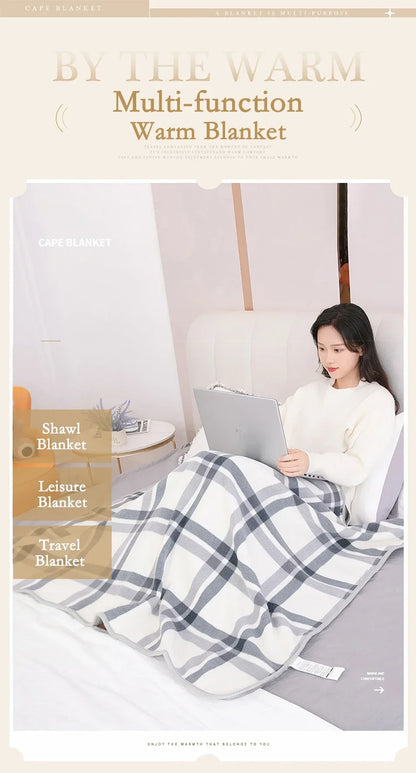 Thick Plaid Blanket Warm Winter Wearable Blanket Adults Office Travel Soft Fleece Throw Blankets With Button Home Shawl