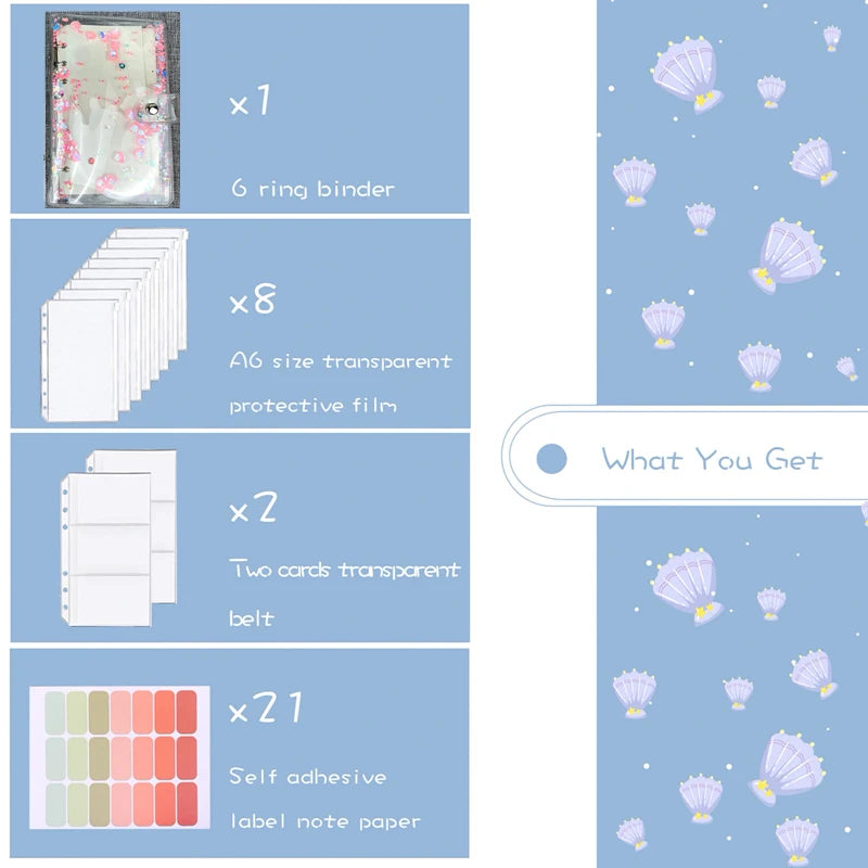 A6 Budget Binder Cover With 10Pcs Transparent Cash Envelopes Waterproof PVC Zippered Cash Bags For Budget