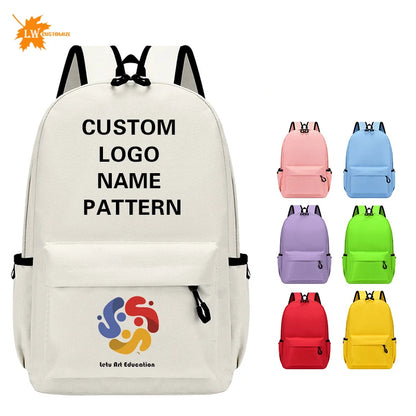 Personalized School Bag Custom Logo School Backpack Training Class Gift School Name Pattern Elementary school backpack wholesale