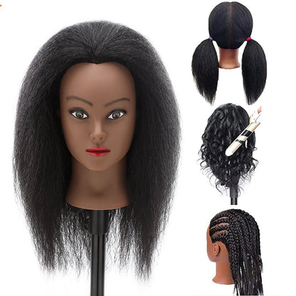 18 Inch Headdoll Mannequin Head 100% Real Human Hair for Cosmetology Manikin Doll Head Hairdresser Hairstylist Training Practice