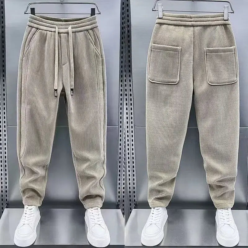 Men's Pants Big Size Men's Winter Clothes Baggy Pants Man Gym Mens Trousers Sport Tracksuit Clothing Cargo Sweatpants Brushed