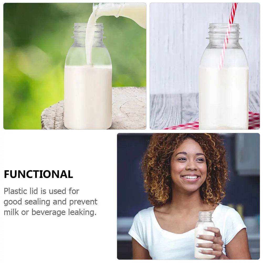 6pcs Small Plastic Bottle 100ml Milk Bottles Small Juice Bottles Leakproof Milk Bottles Portable Beverage Bottles Plastic Water