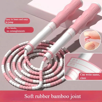 2.8M Exercise Rope Jump Rope Bamboo PVC Beginner Adult Child Soft Beaded No Tangle Segmented Fitness Skipping Cable Workout