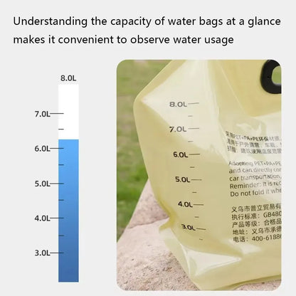 Outdoor Water Storage Bag 8L With Faucet Valve Travel Camping Food Grade Large Capacity Portable Foldable Plastic Water Bag