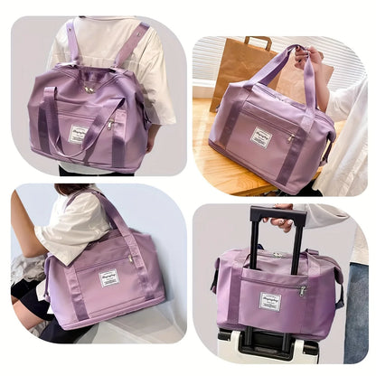 5 Ways to Carry Travel Bags, Expandable Sports Tote Fitness Bags, Travel Luggage Totes, Weekend Overnight Bags with Wet Pockets