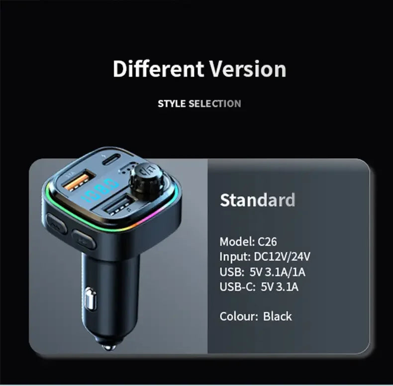 Bluetooth 5.0 FM Transmitter Handsfree Car Radio Modulator MP3 Player With 22.5W USB Super Quick Charge Adapter for Car