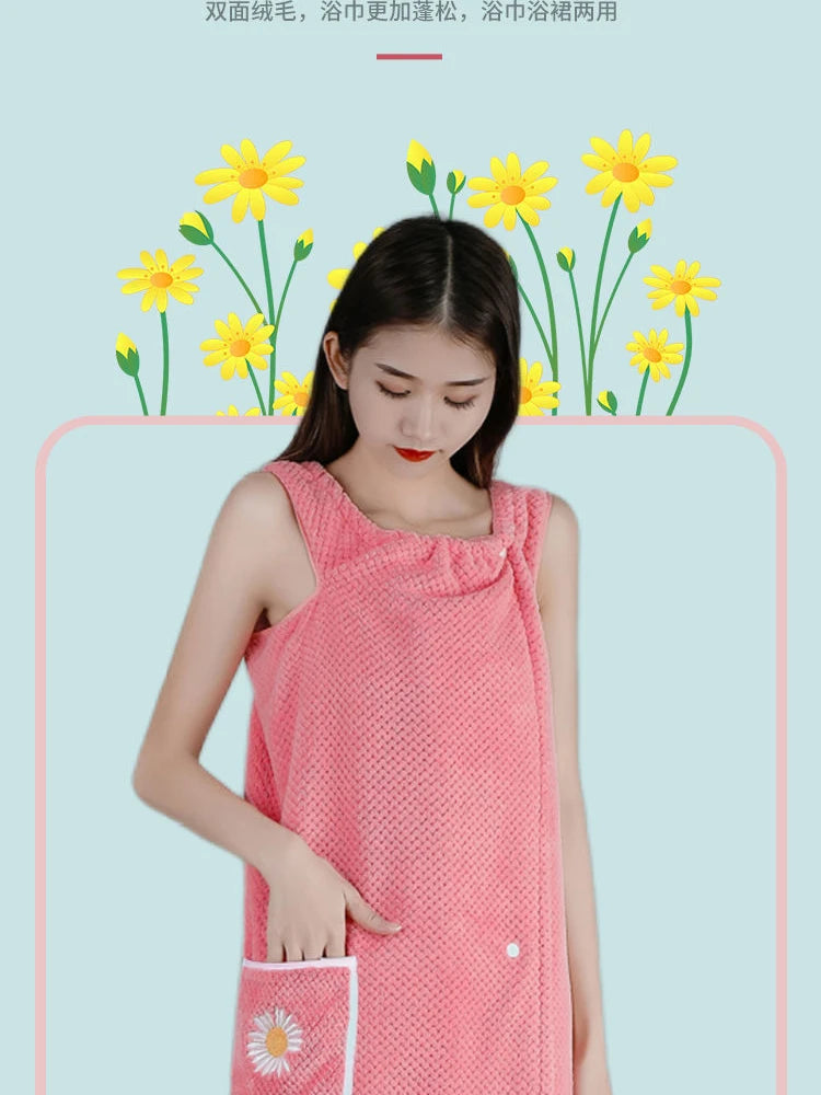 Bath Towel Household Women Wearable Wrap Adults Absorb Water Pure Cotton Dry Hair Skirt Long Style Bathroom Washable Bathrobe