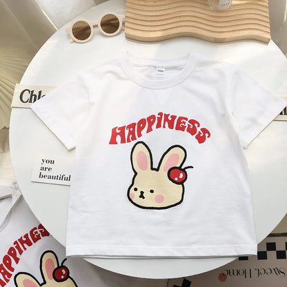 Family Cute Matching T Shirts Parent-child Rabbit Clothes Funny Dad Mom and Son Daughter Cotton Tees Tops Baby Newborn Bodysuit